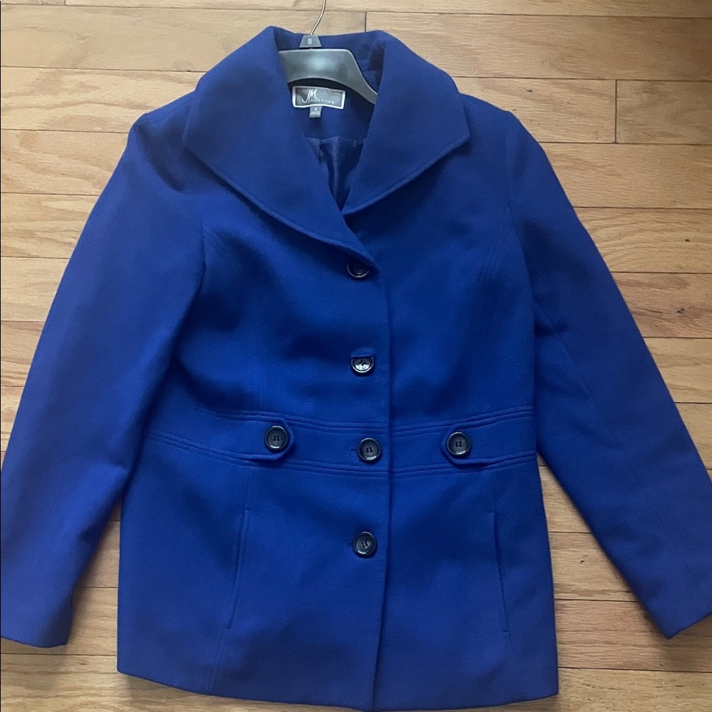 JM Collection Royal Blue Pea Coat